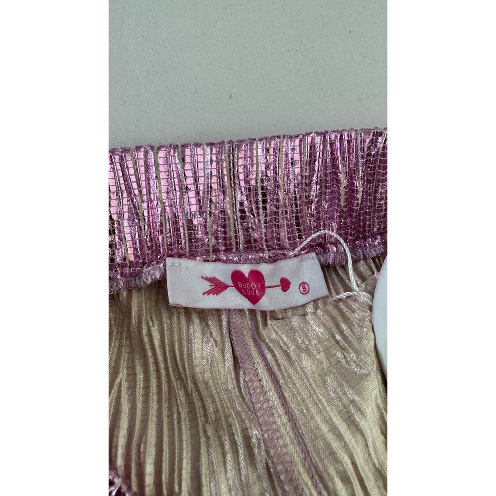Buddy Love Veronica Textured Shorts Outfit Set Pink Metallic Womens Small New - Picture 9 of 14